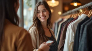 Segítő eladó modern boltban